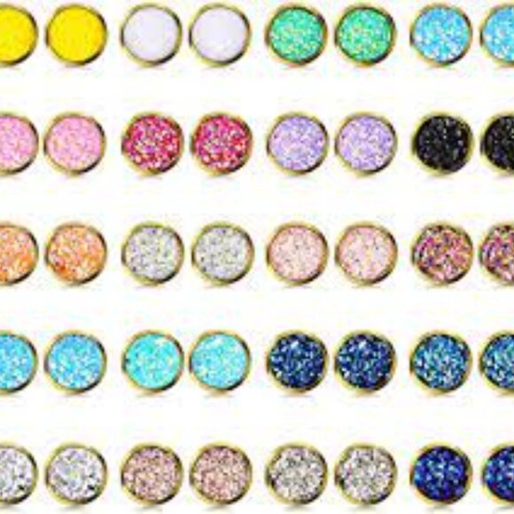 5/$25 Orange Druzy Silver Studs Earrings HOLIDAY EARRING SALE REDUCED SHIPPING! - Picture 14 of 15